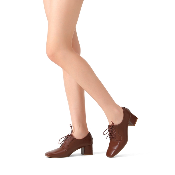 Vintage Dress Oxfords Shoes - TAN PU - 1